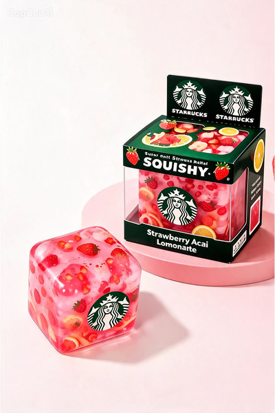 Generic Brand Jucărie senzorială cub Squishy Strawberry Acai Lemonade, divers...