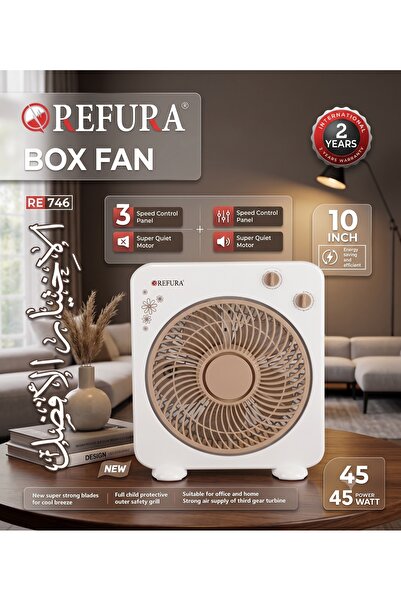 REFURA 10 inch Box Fan With 3 Speed | 360 Degree Air Circulation | 60 Min Tim...