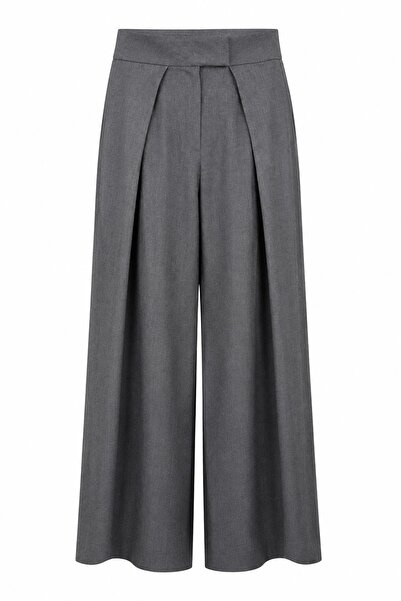 Pulli Collection Pile Detaylı Yüksek Bel Bol Paça Pantolon