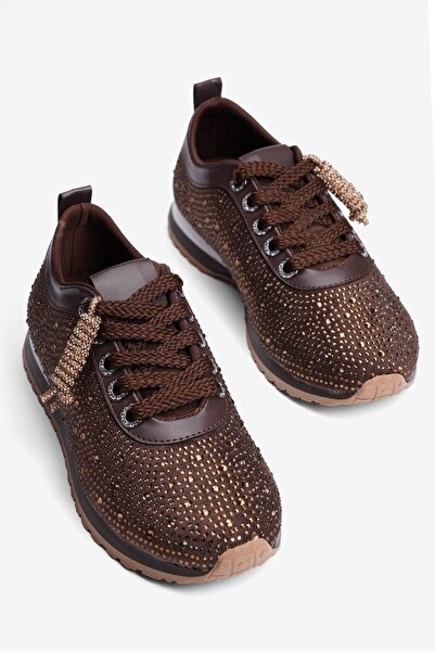 Mubiano Women's Suede Sneaker with Stone Laces Mely Brown