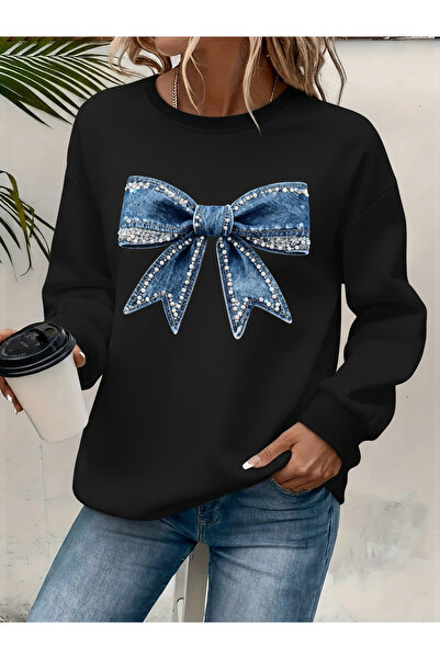 Deocept Women's Printed Crew Neck Comfortable Fit Sweatshirt