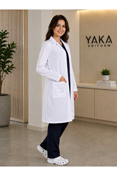 YAKA UNİFORM Kadın Klasik Yaka Vizit Doktor Öğretmen Önlük Alpaka Kumaş