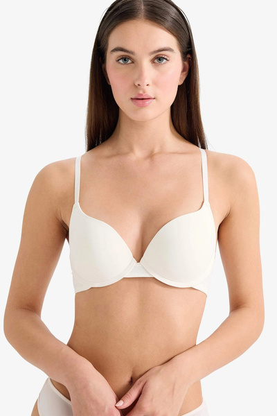 DeFacto Z3350Azer105 Ecru Micro Covered Half Padded Underwire T-Shirt Bra