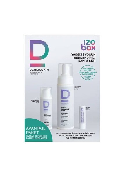 Dermoskin Izobox Cilt Bakım Seti | Yüz Yıkama Köpüğü | Nemlendirici Krem | Li...