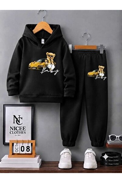 NC Nicee Clothes طقم رياضي للأطفال للجنسين (طبعة دب مع نظارات أصفر) للشتاء
