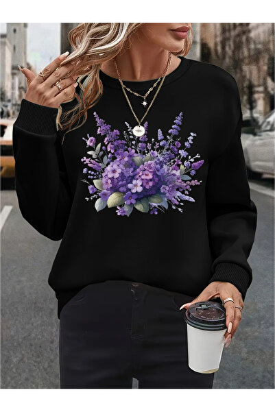 Deocept Women's Printed Crew Neck Comfortable Fit Sweatshirt
