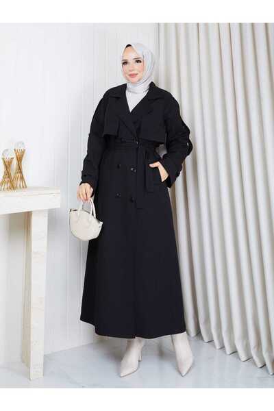 Vibeys Moda Linen Fabric Lined Full Length Women's Trench Coat