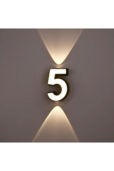 Generic Modern LED House Number Light, Stainless Steel Floating Number 5, Ill...