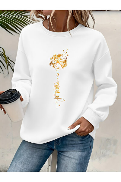 Deocept Women's Printed Crew Neck Comfortable Fit Sweatshirt