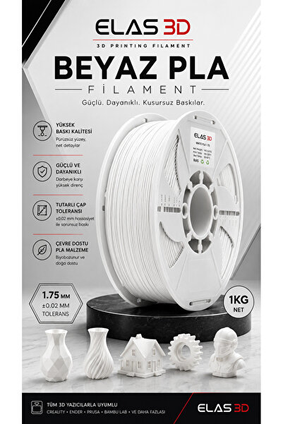 ELAS 3D PLA Filament 1.75 mm – 1 KG İNCİ BEYAZ Renk