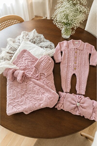 Pure Boutique Πολυτελές σετ για βρέφος κορίτσι από μαλλί προβάτου, 4 τεμαχίων...