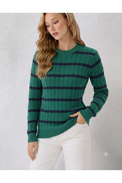 ZERELLE COLLECTİON Women's Knitwear Sweater with Hair Weave Line Pattern