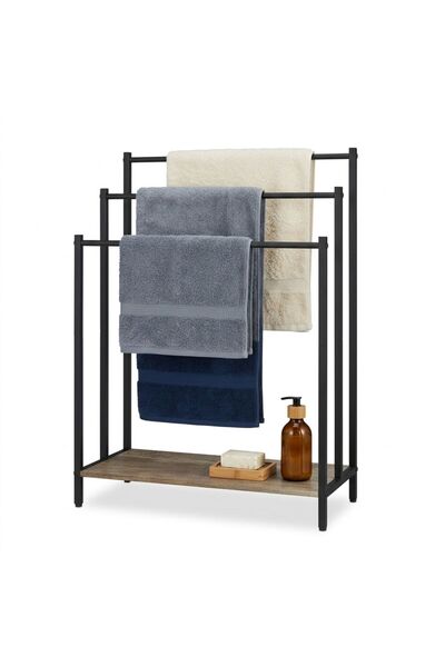 Relaxdays Suport prosoape, raft de depozitare din MDF, structură metalică, 3 ...