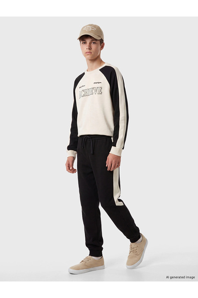 LC Waikiki Lcw Kids Black Stripe Detailed Boys' Jogger Sweatpants