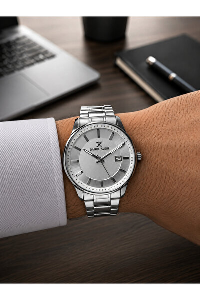 Daniel Klein Men's Wristwatch Special Design White Dial Stainless Steel Band ...