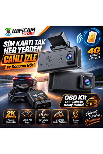 WIFICAM PLUS Çift Kameralı Ubox 4G Araç Kamerası Ve Konum Takip