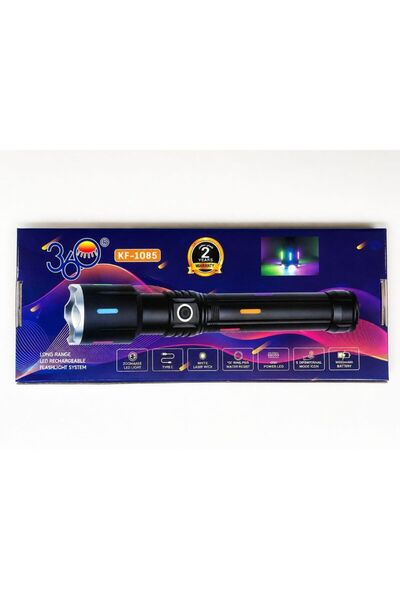 +360 360 Kf-1085 نظام مصباح يدوي LED قابل لإعادة الشحن طويل المدى