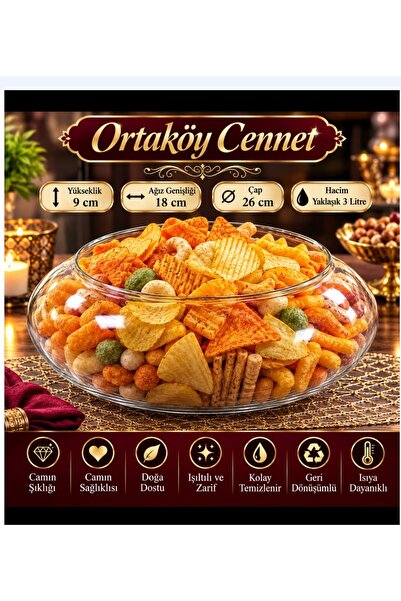 ORTAKÖYCENNETİ Atıştırmalık meyvelik salata kasesi 1 ad Cam oyal yaklaşık 3 l...