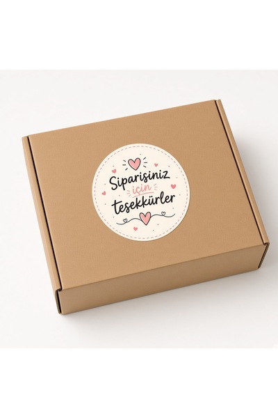 Genel Markalar Siparişiniz İçin Teşekkürler Sticker 3.26x3.26 cm - 35 Adet Ka...