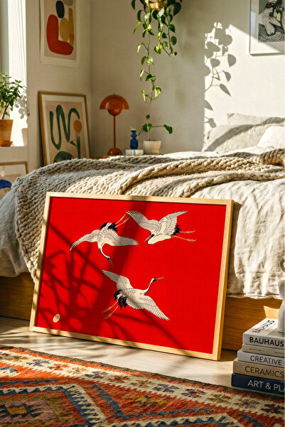 LiaGallery Turna Kuşları, Japon Tarzı, Dekoratif Çerçeveli Poster, Dekorasyon...