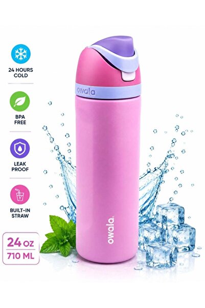 owala FreeSip Insulated Water Bottle, 24 oz / 710 mL, Pink/Purple