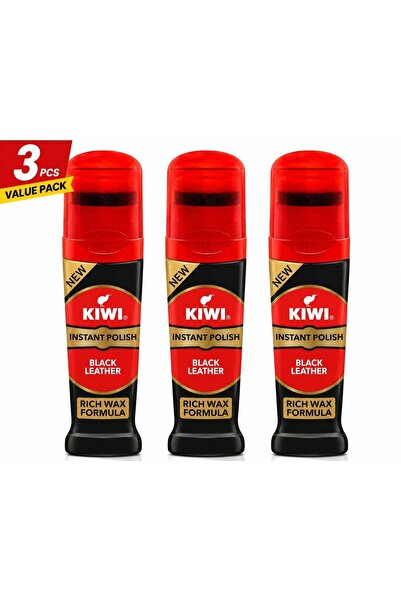 Kiwi Instant Shoe Polish for Black Leather, Rich Wax Formula, 3 Pieces