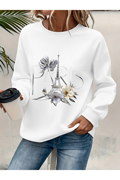 Deocept Women's Printed Crew Neck Comfortable Fit Sweatshirt