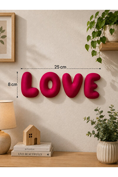 Üreet LOVE Dekoratif 3D Duvar Yazısı – Kırmızı Dekor Harfleri 8cm x 25 cm – D...