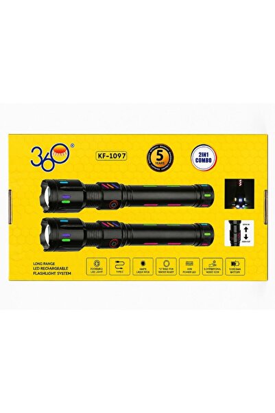 +360 Kf-1097 هو نظام مصباح يدوي LED قابل لإعادة الشحن 2 في 1