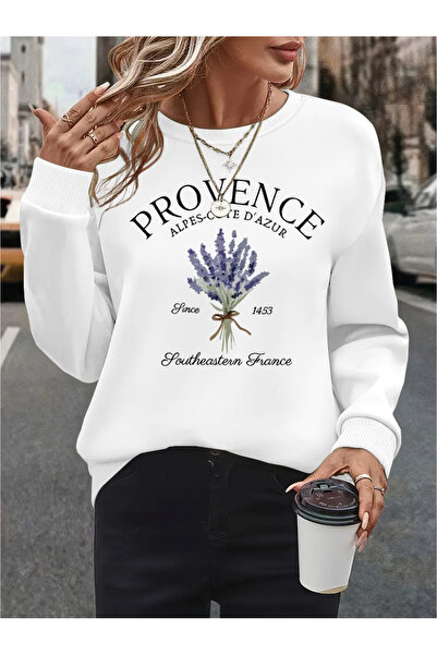 Deocept Women's Printed Crew Neck Comfortable Fit Sweatshirt