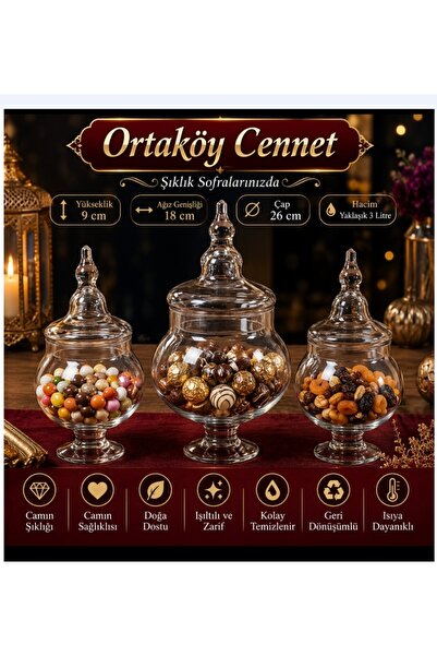 ORTAKÖYCENNETİ 3 Glass Jars with Lids, 2 of Them 27, 1 Liter Each. 1 of Them ...