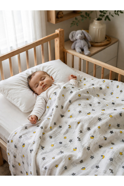 e&f Store Ay ve Yıldız Desenli Bebek Battaniyesi