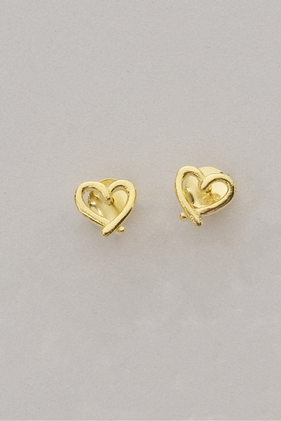 Silvano Jewelry 925 Ayar Gümüş Taşsız Altın Kaplama Kalp Küpe