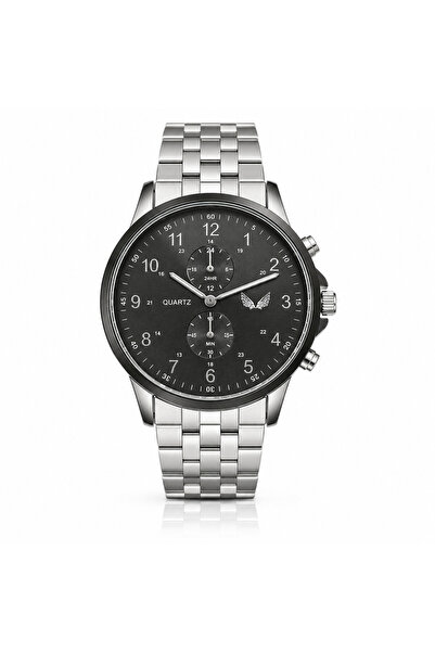 ULYSSES Ceas Bărbătesc Quartz cu Brățară Metalică Argintie și Cadran Negru – ...