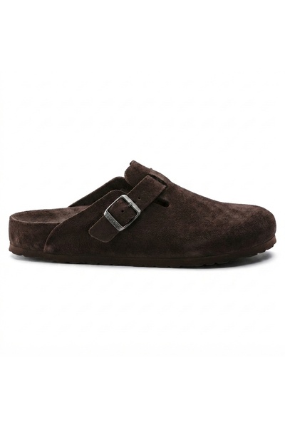 Bequemere Mk406 Dark Brown Genuine Suede Leather Full Covered Cork Sole Singl...