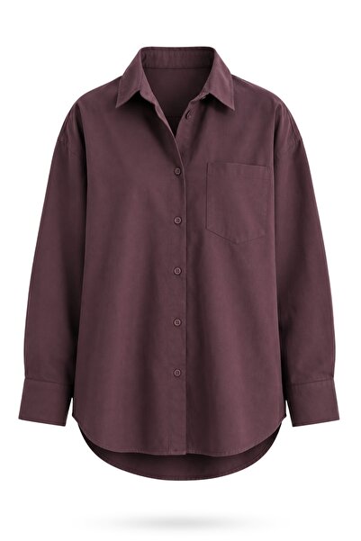5in1Canpolat Burgundy Kali Poplin Shirt