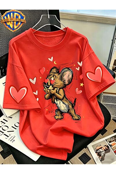 yombaa Tricou cu imprimeu inimă și ilustrație clasică a unui personaj care dă...