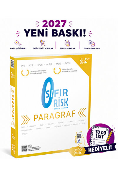 Üç Dört Beş Yayıncılık 345 - Paragraf Sıfır Risk - GÜNCEL BASKI TO DO LİST HE...