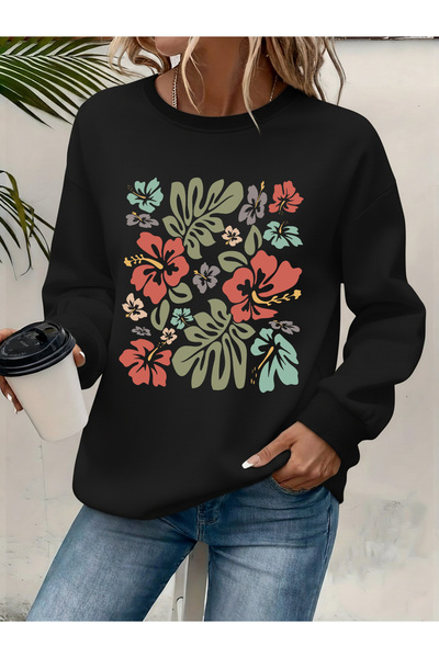 Deocept Women's Printed Crew Neck Comfortable Fit Sweatshirt