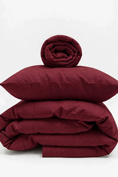 evdehome Motto Cotton Comfort 100% Cotton Single Sleeping Set Red (Quilt + Sheet + Pillowcase)