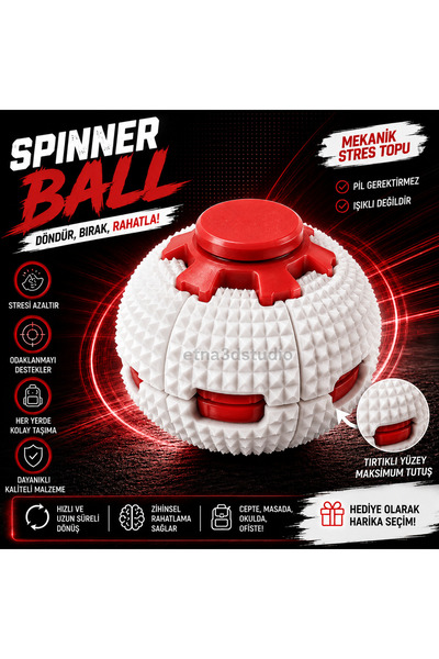 Genel Markalar Mekanik Spinner Ball Stres Topu Tırtıklı Yüzeyli Dönen Fidget ...