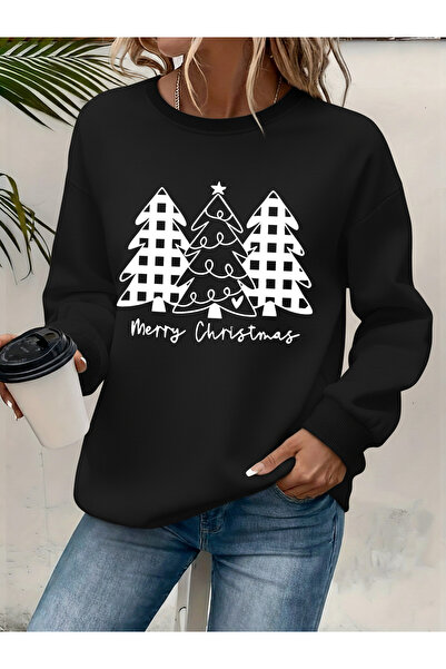 Deocept Women's Printed Crew Neck Comfortable Fit Sweatshirt