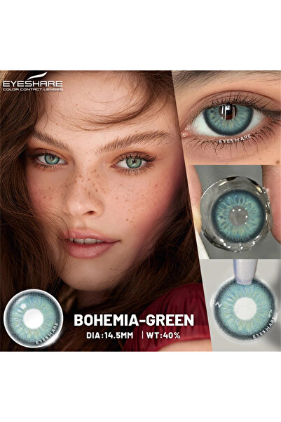 dermasuction Bohemia green damarlı yeşil göz lensi