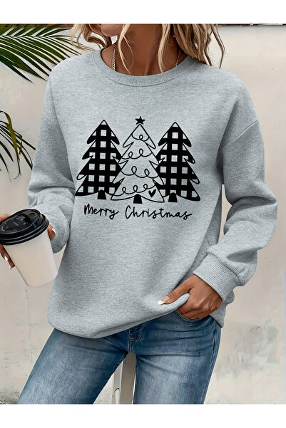 Deocept Women's Printed Crew Neck Comfortable Fit Sweatshirt