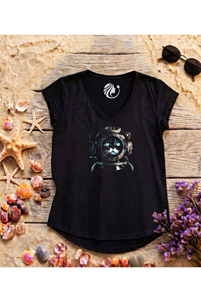 ScubaPromoTurkey Mystic Diver V-Neck Women's Cotton T-Shirt