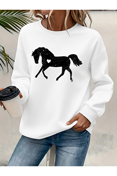 Deocept Women's Printed Crew Neck Comfortable Fit Sweatshirt