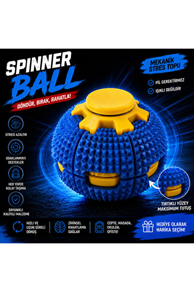Genel Markalar Mekanik Spinner Ball Stres Topu Tırtıklı Yüzeyli Dönen Fidget ...