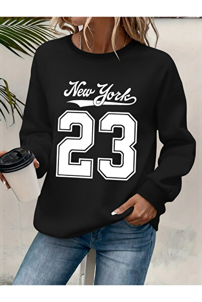 mercoledi Hanorac de damă cu imprimeu, cu gât tip crewneck, confortabil