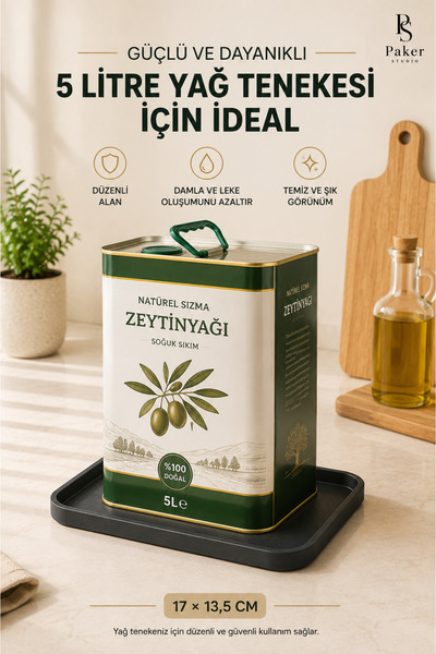 Awesomecrochet Yağdanlık Altlığı 17x13,5 cm Siyah Yağ Tenekesi Altlığı Mutfak...