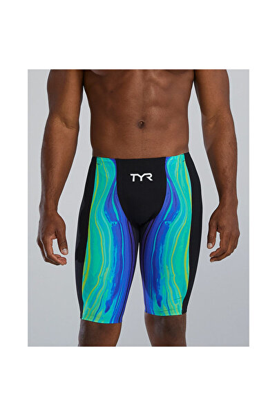TYR Jammer înot bărbați Shockwave High Waist - lime/bleumarin | tehnologie Ki...